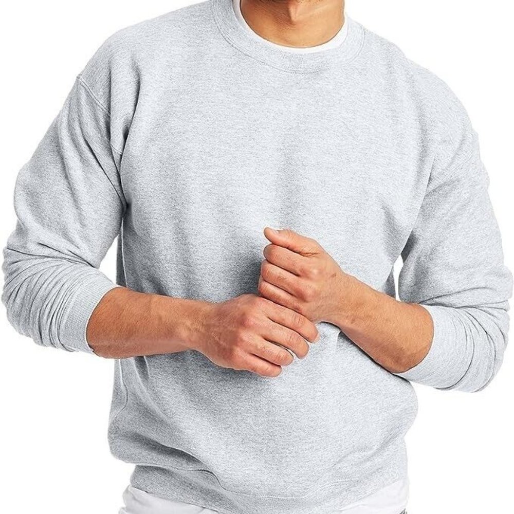 Hanes Men's EcoSmart Fleece Sweatshirt Gray Size Small